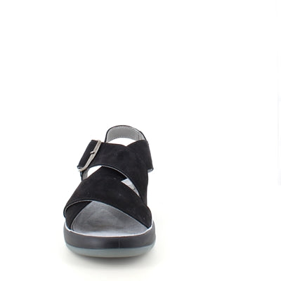 Elegant svart sandal i läder med svankstöd