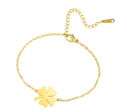 Elegant fyrklöverarmband i rostfritt stål – symbol för tur och stil