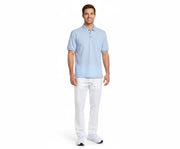 Nybo Lyseblå Herre Basic Poloshirt, Kortärmad, Slitstark, Ribbdetaljer, Bröstficka