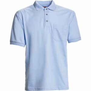 Nybo Lyseblå Herre Basic Poloshirt, Kortärmad, Slitstark, Ribbdetaljer, Bröstficka