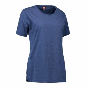 Nybo Blå Melange Dam Prowear T-shirt, Extra slitstark, Figursydd, Formstabil