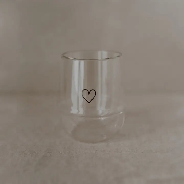 Dubbelt väggat glas med hjärta – elegant och funktionellt termoglas för kaffe och te