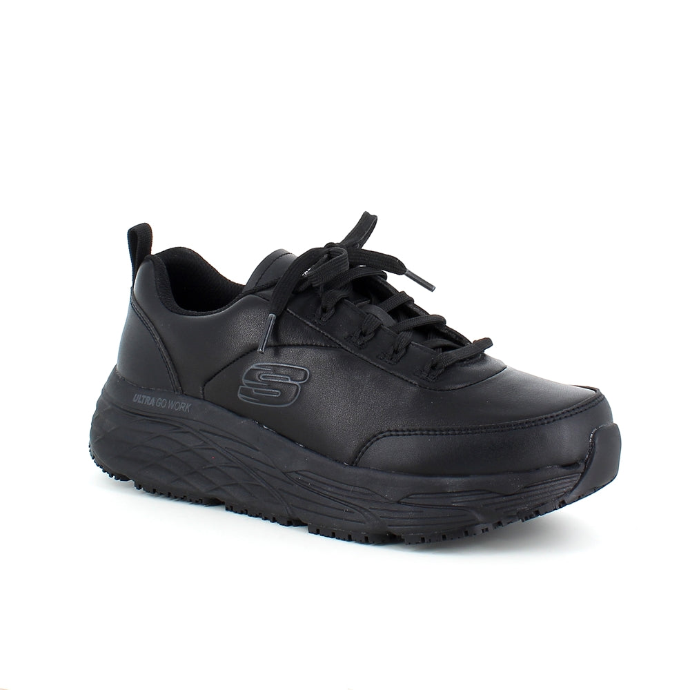 Skechers Work i svart läder med Max Cushioning-sulor