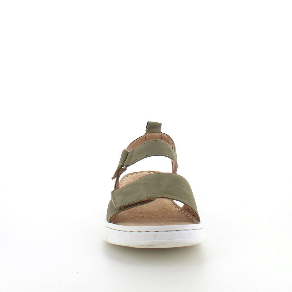 Härlig mjuk och flexibel skinnsandal i matt grönt från Relaxshoe