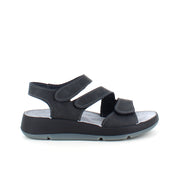 Elegant svart lädersandal med justerbara remmar
