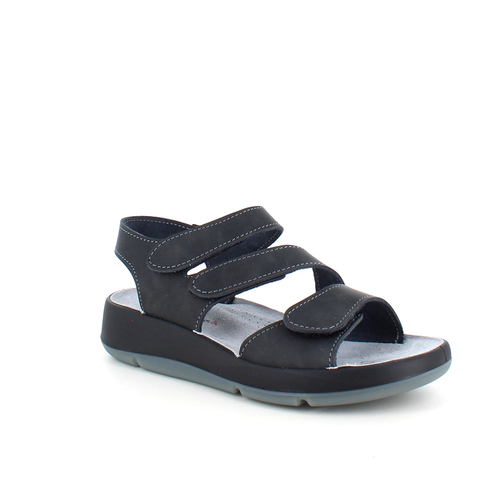 Elegant svart skinnsandal med justerbara remmar