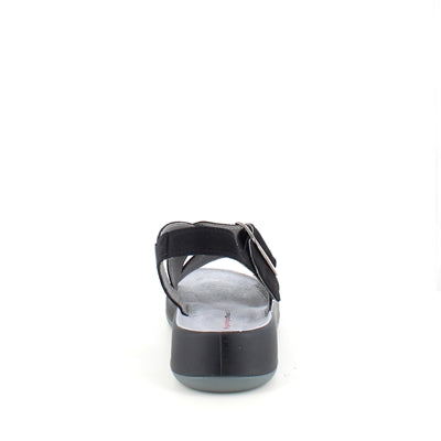 Elegant svart sandal i läder med svankstöd