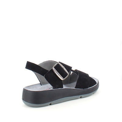 Elegant svart sandal i läder med svankstöd