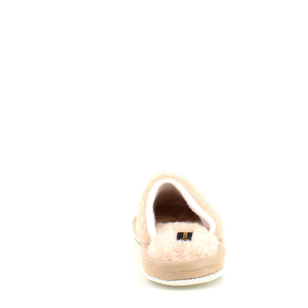 Beige innetofflor med synlig pälskant