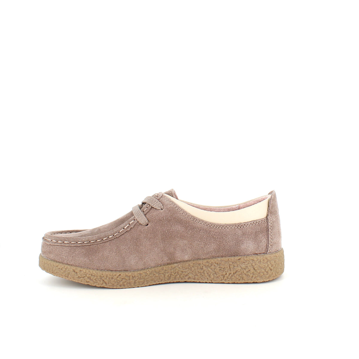 Beige mockaskor med rågummisula