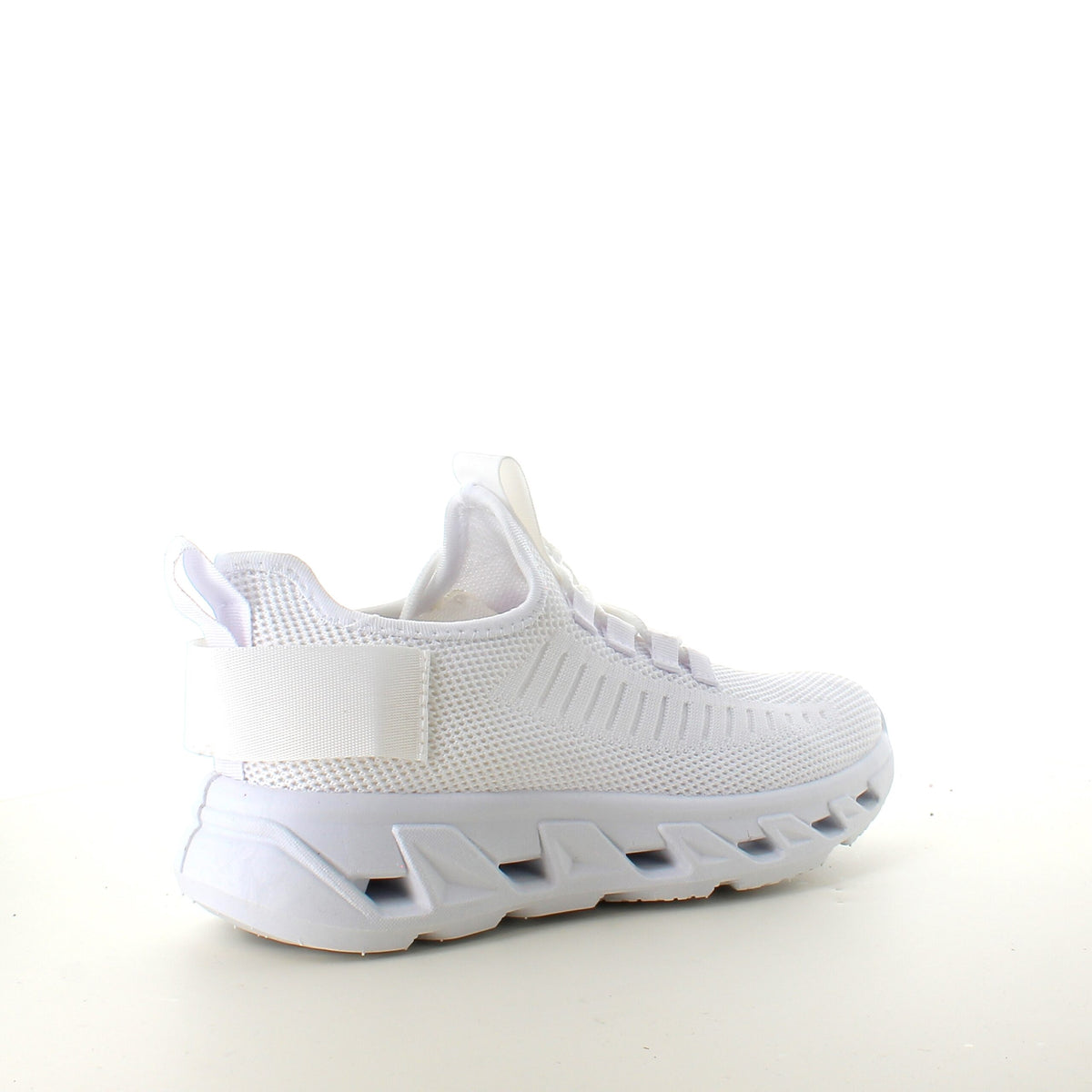 Vita slip-on sneakers med stickad ovandel