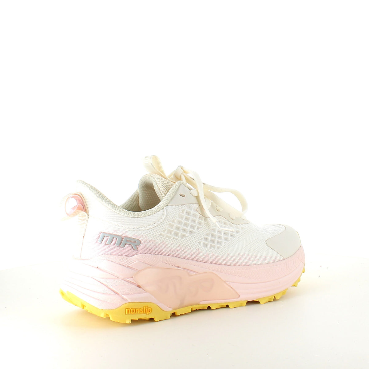 Råvita lättviktskor med rosa nonslip-yttersula