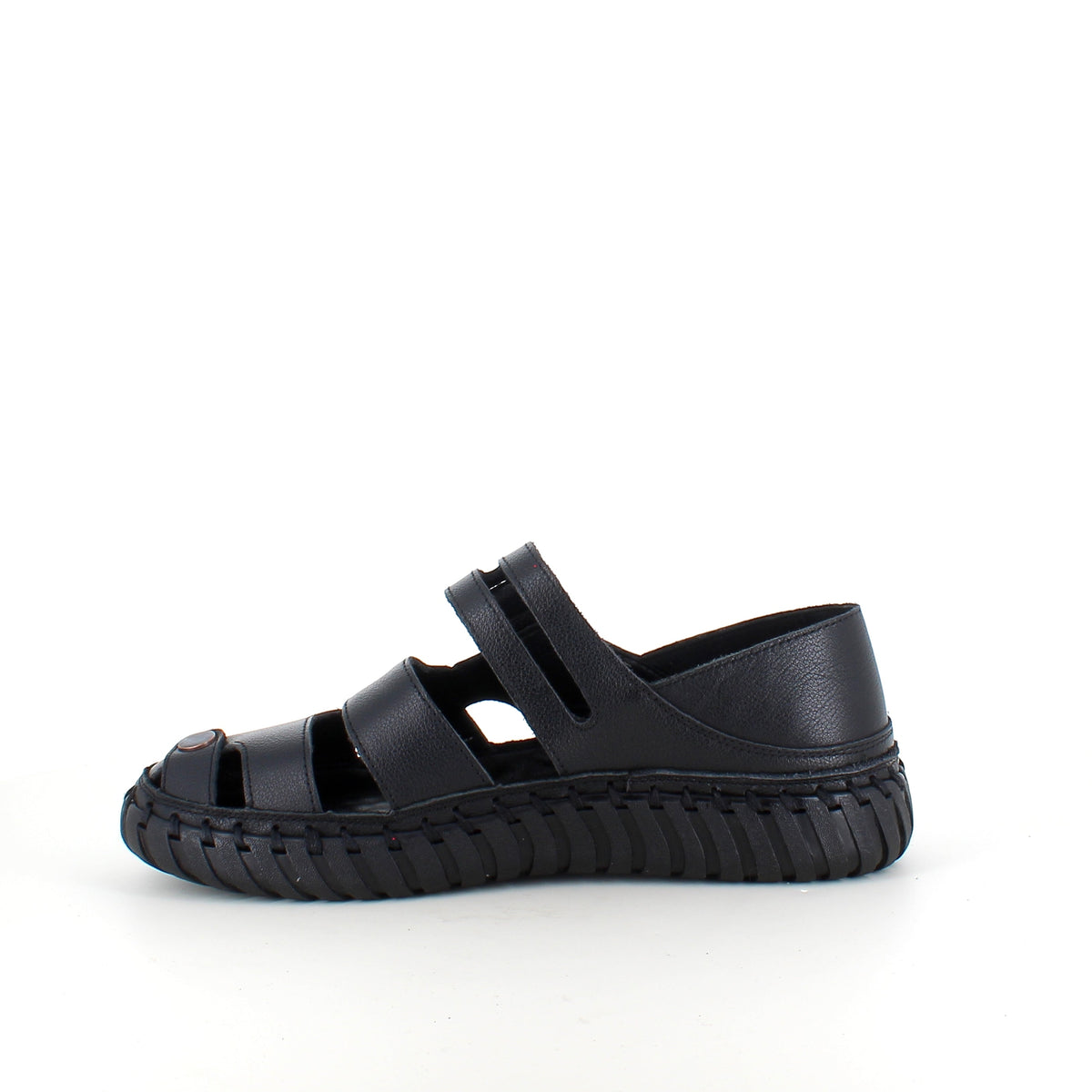 Svart komfortsandal med stängd tå och flexibel sula