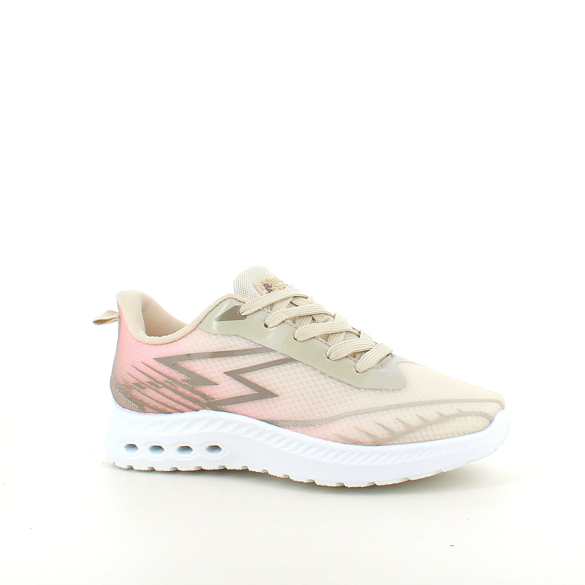 Beige lätta sneakers i mesh med stötdämpande sula