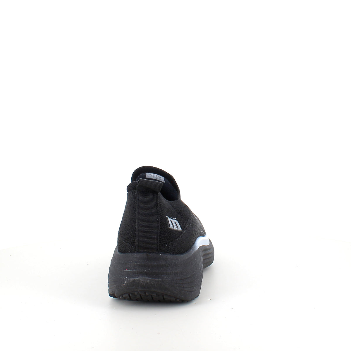 Svart slip-on komfortsneaker med stötdämpning och andningsbart stickat