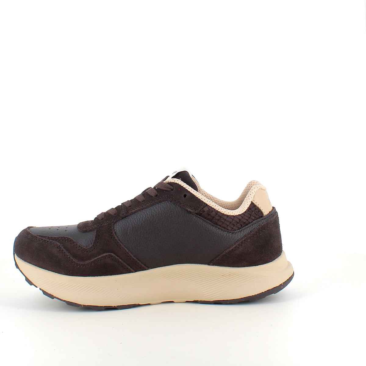 Mathilde Runner Leather – chokladbrun Woden-sneaker med lätt gångsula