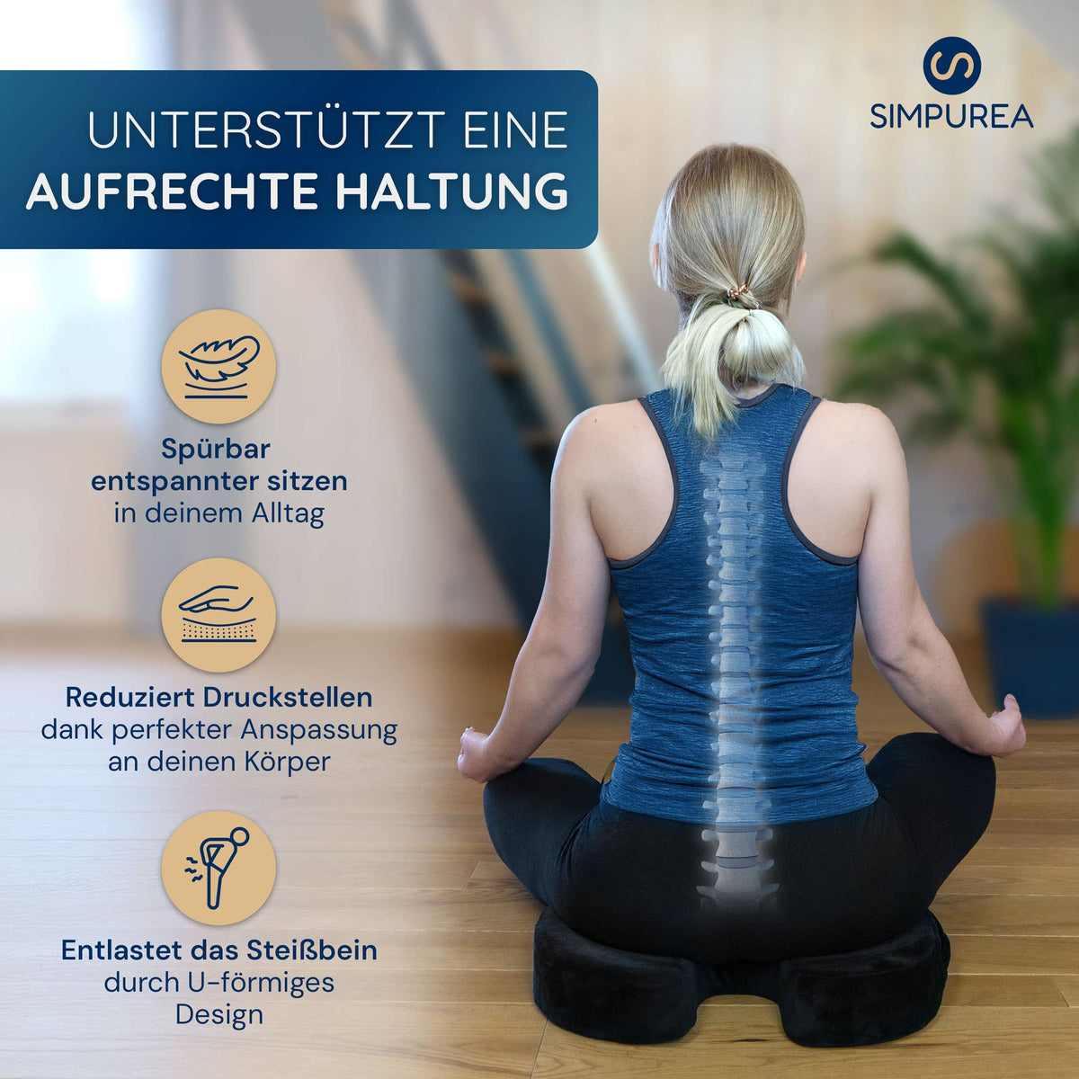 Koala ortopedisk sittdyna – ergonomiskt stöd med gel och memory foam