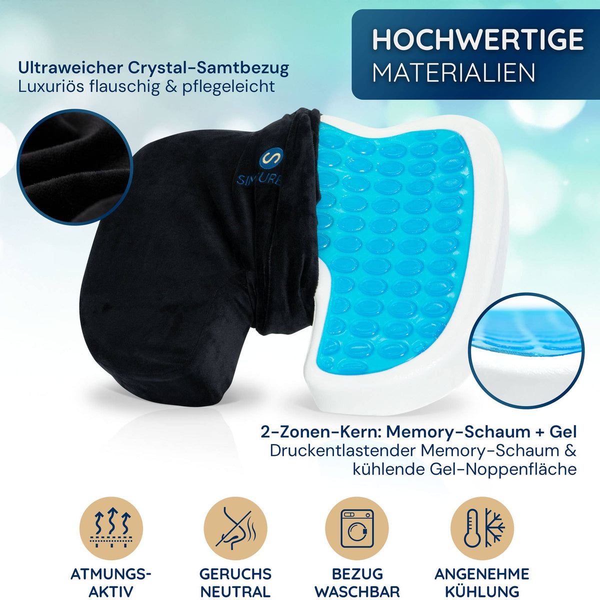 Koala ortopedisk sittdyna – ergonomiskt stöd med gel och memory foam