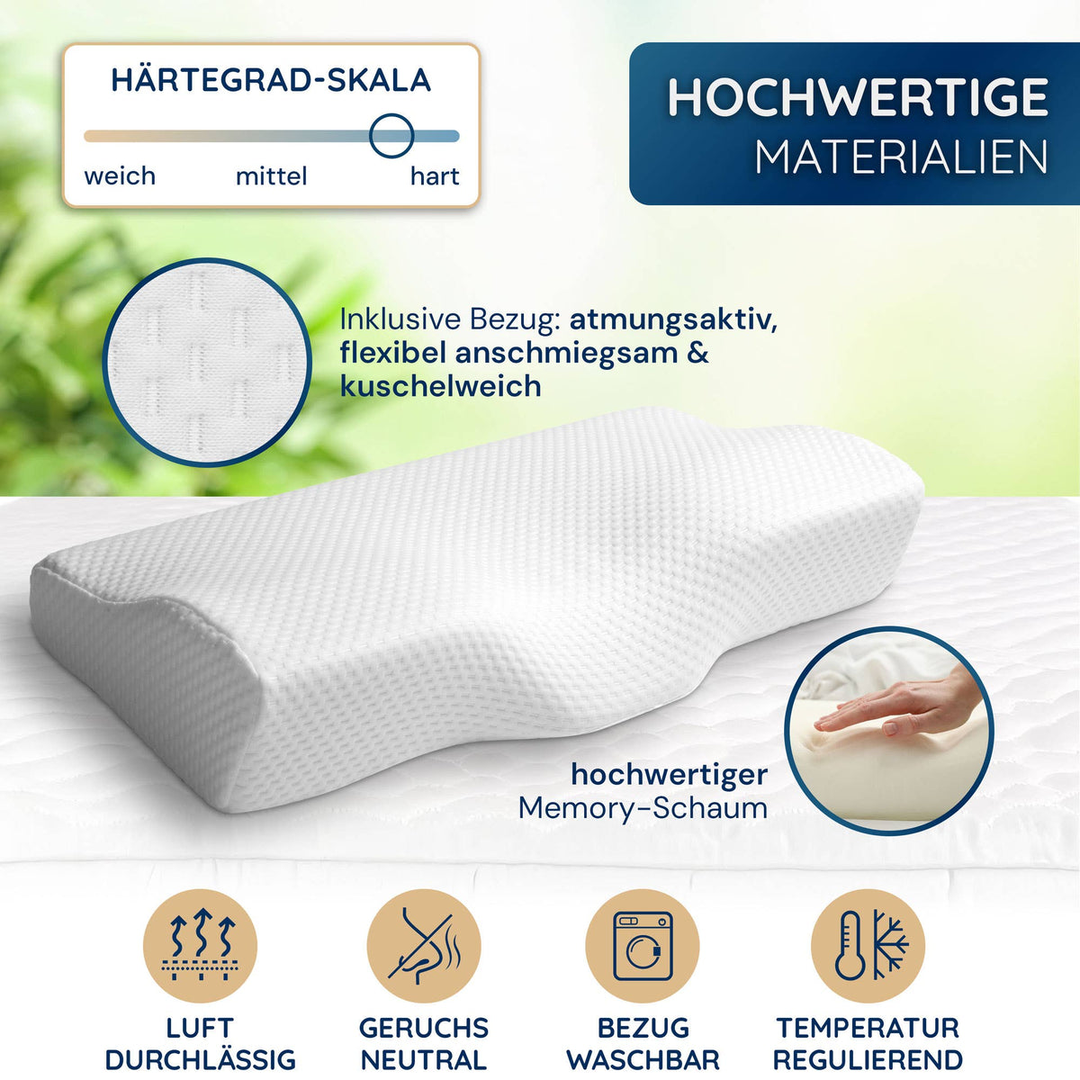 Chinchilla ergonomisk huvudkudde med memoryskum – mjukt stöd för huvud & nacke