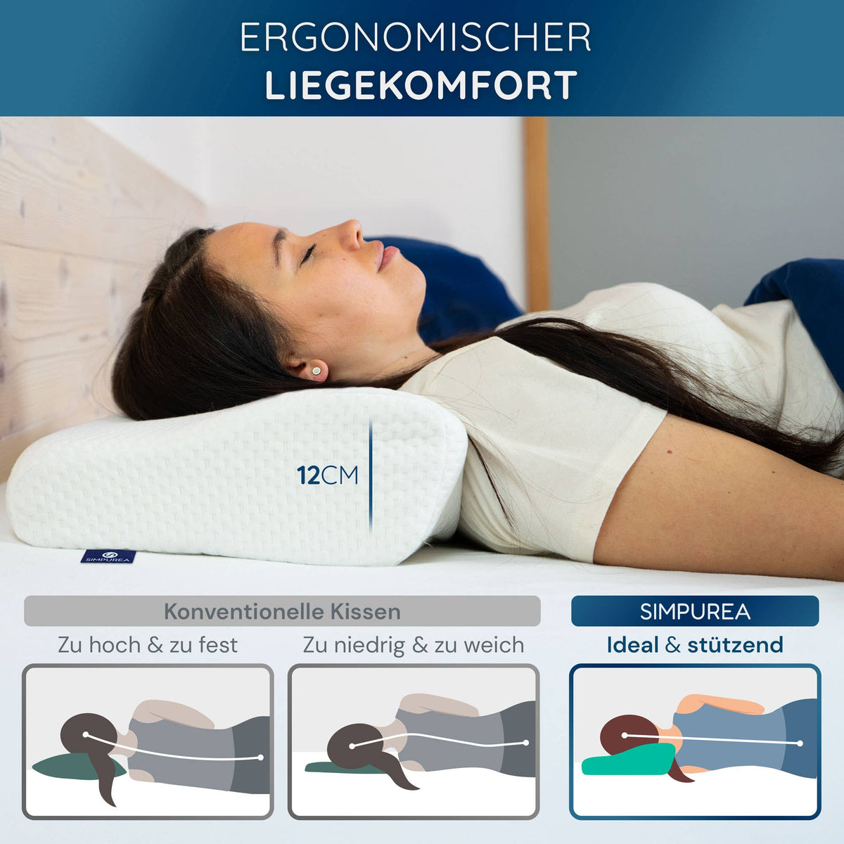 Chinchilla ergonomisk huvudkudde med memoryskum – mjukt stöd för huvud & nacke