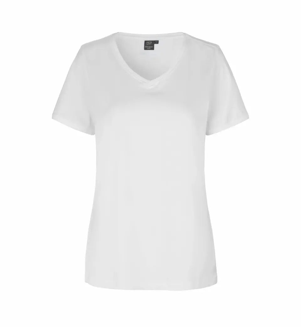 Vit dam t-shirt med v-hals