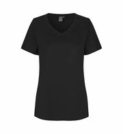 Svart dam t-shirt med v-hals