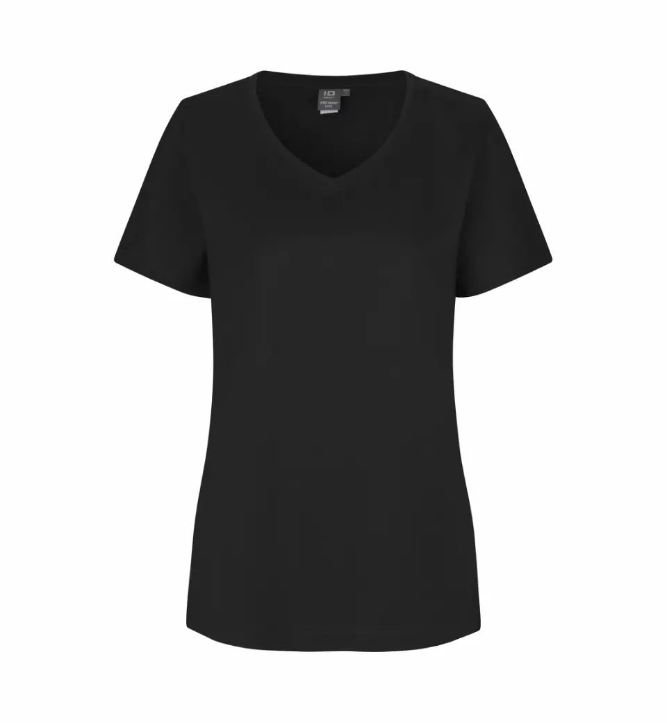 Svart dam t-shirt med v-hals