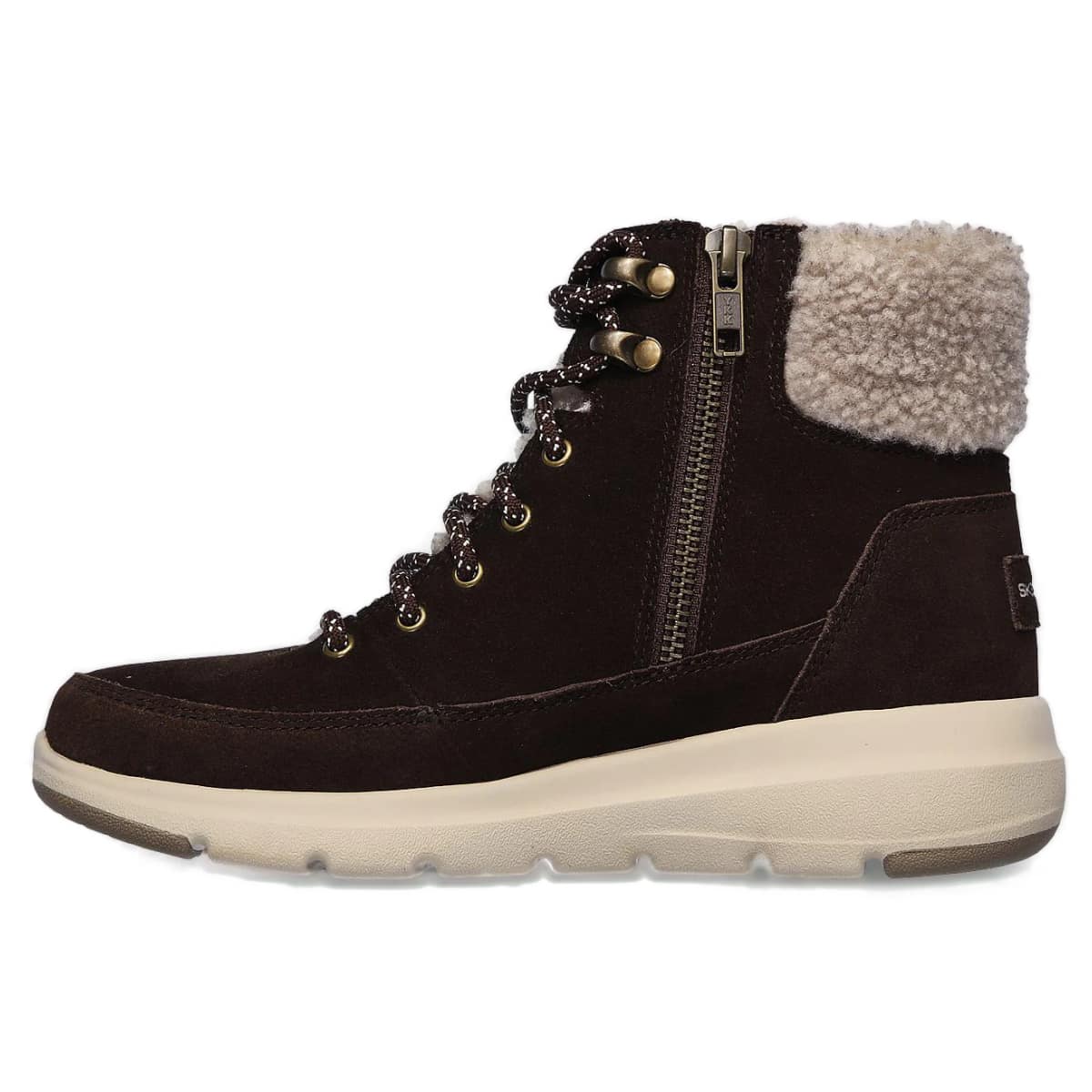 Brun ankelboots med dragkedja från Skechers