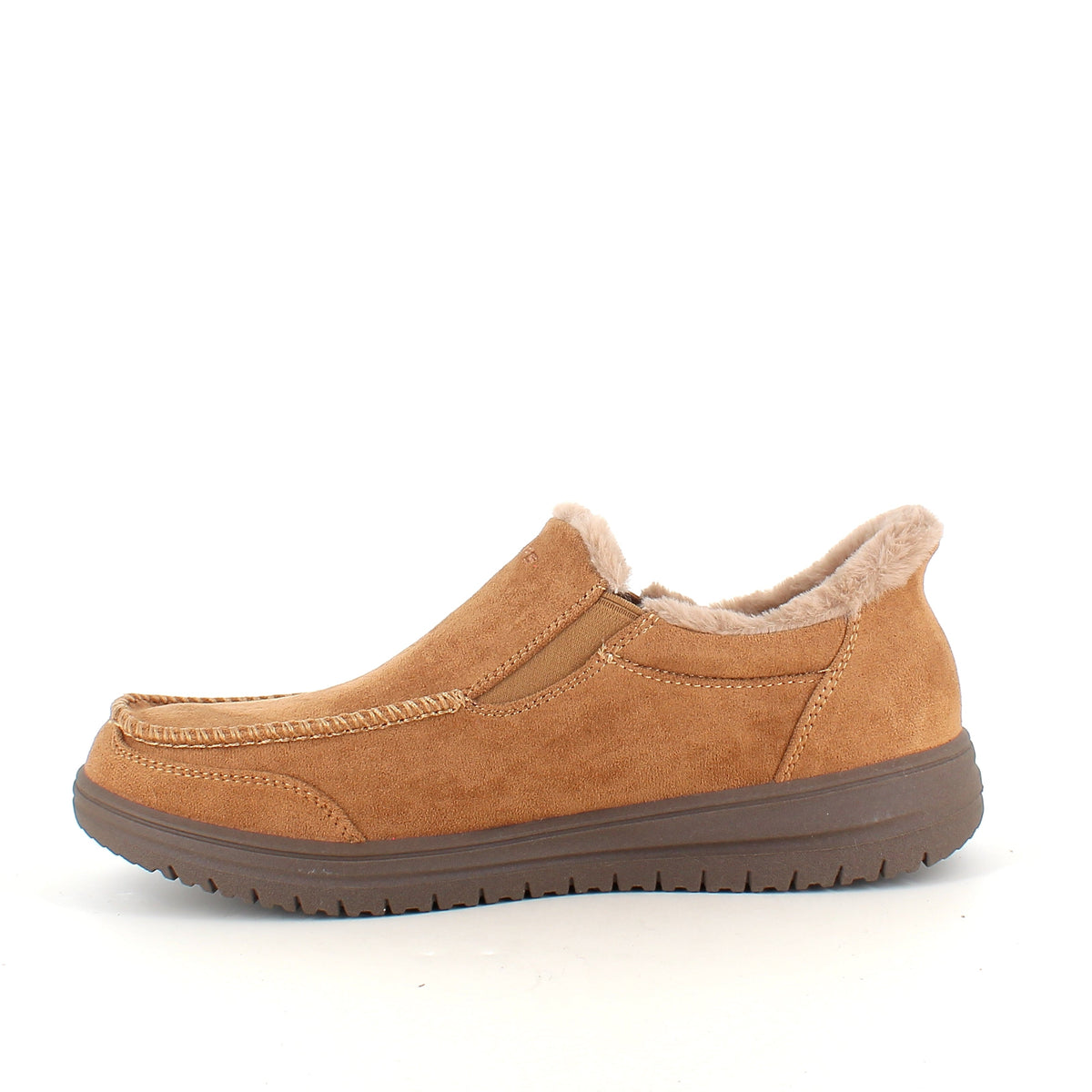 Skechers slip-on-tofflor, bruna – varm och rymlig passform