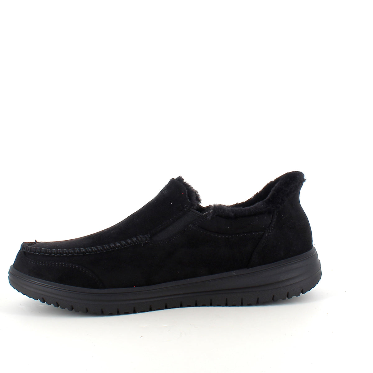 Skechers slip-on-tofflor i svart – varm och rymlig passform