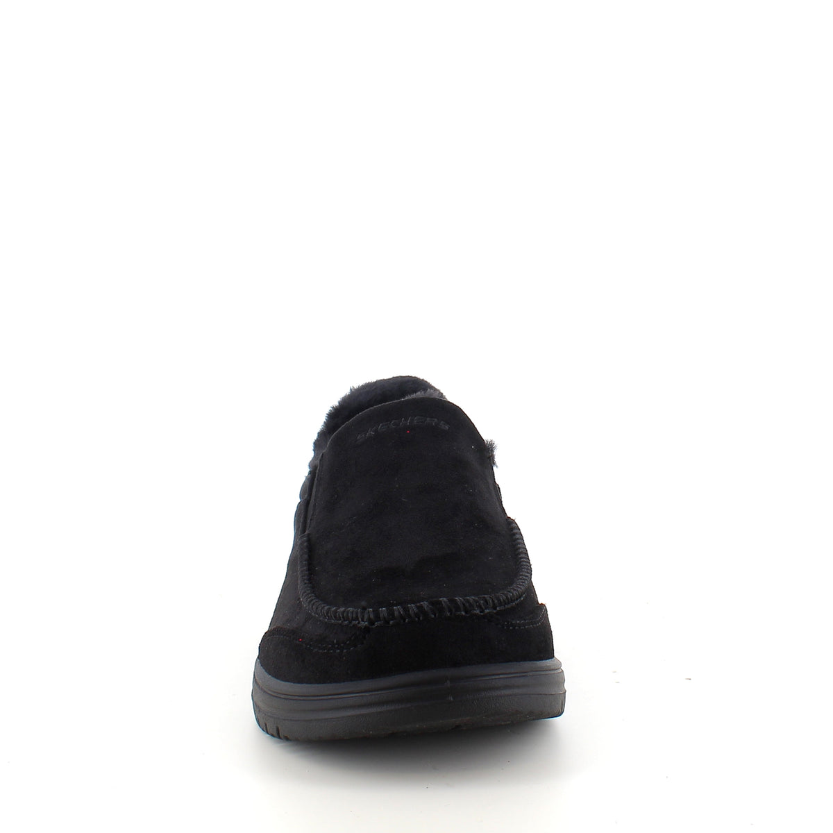 Skechers slip-on-tofflor i svart – varm och rymlig passform