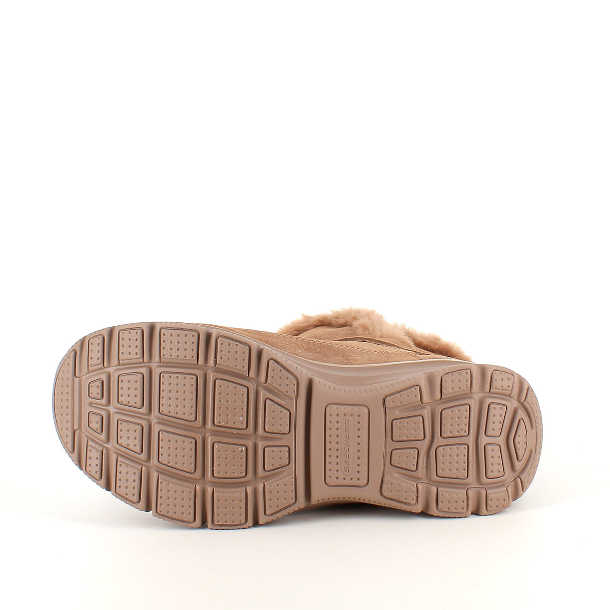 Skechers vinterkänga – varm Slip-ins känga i brunt mocka med bred passform