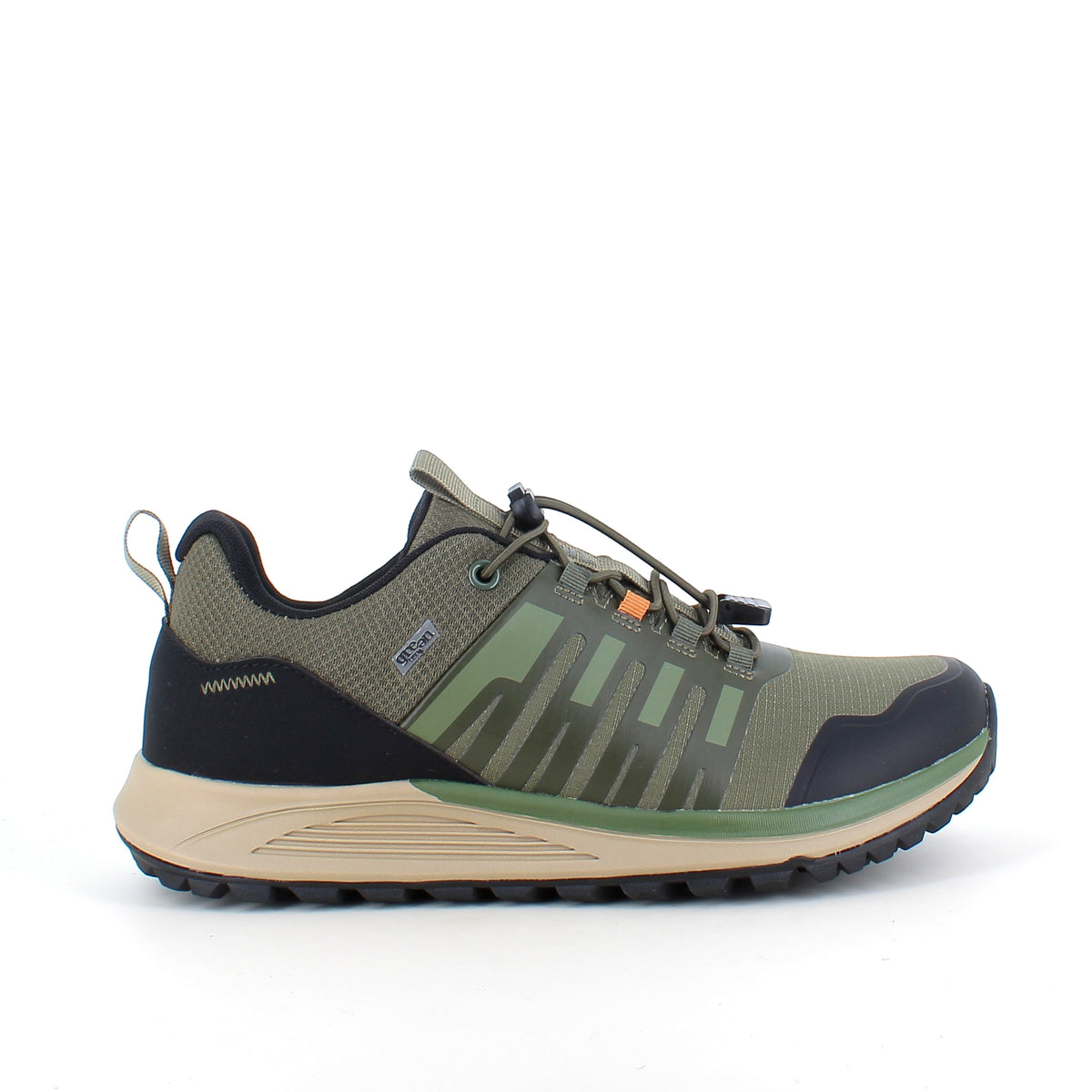 Vattentät herrsneaker i grönt med hålfotsstöd och bred passform från Green Comfort