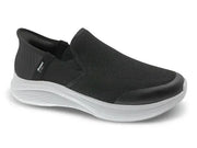 Lätt slip-on-sko i svart – med stötdämpande sula och andningsbart mesh