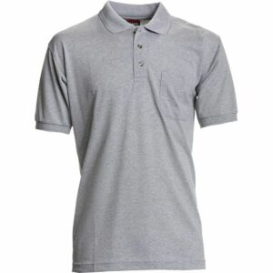 Nybo Grå Melange Herr Basic Polo T-shirt, slitstark, bröstficka