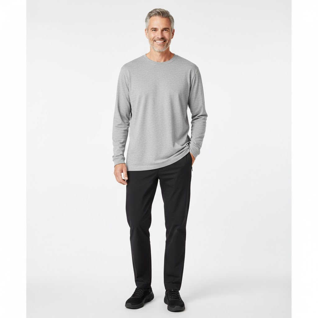 Nybo Grå Melange Herr Prowear T-shirt, Långärmad, Extra Slitstark