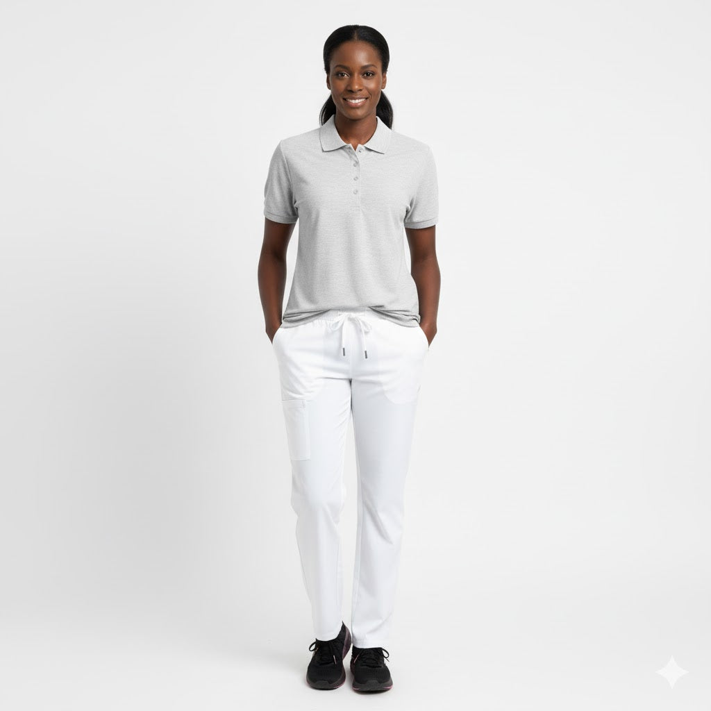 Nybo Grå Melange Dam Prowear Polo, Extra slitstark