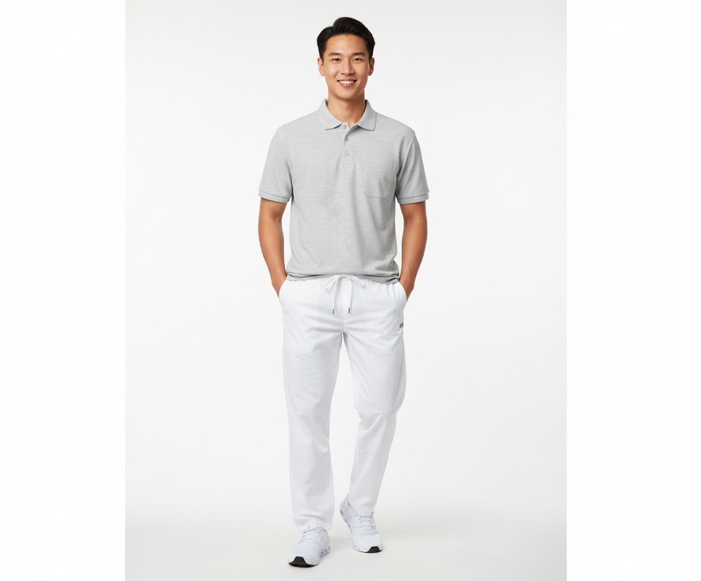 Nybo Grå Melange Herr Prowear Poloshirt, Slitstark, Bröstficka