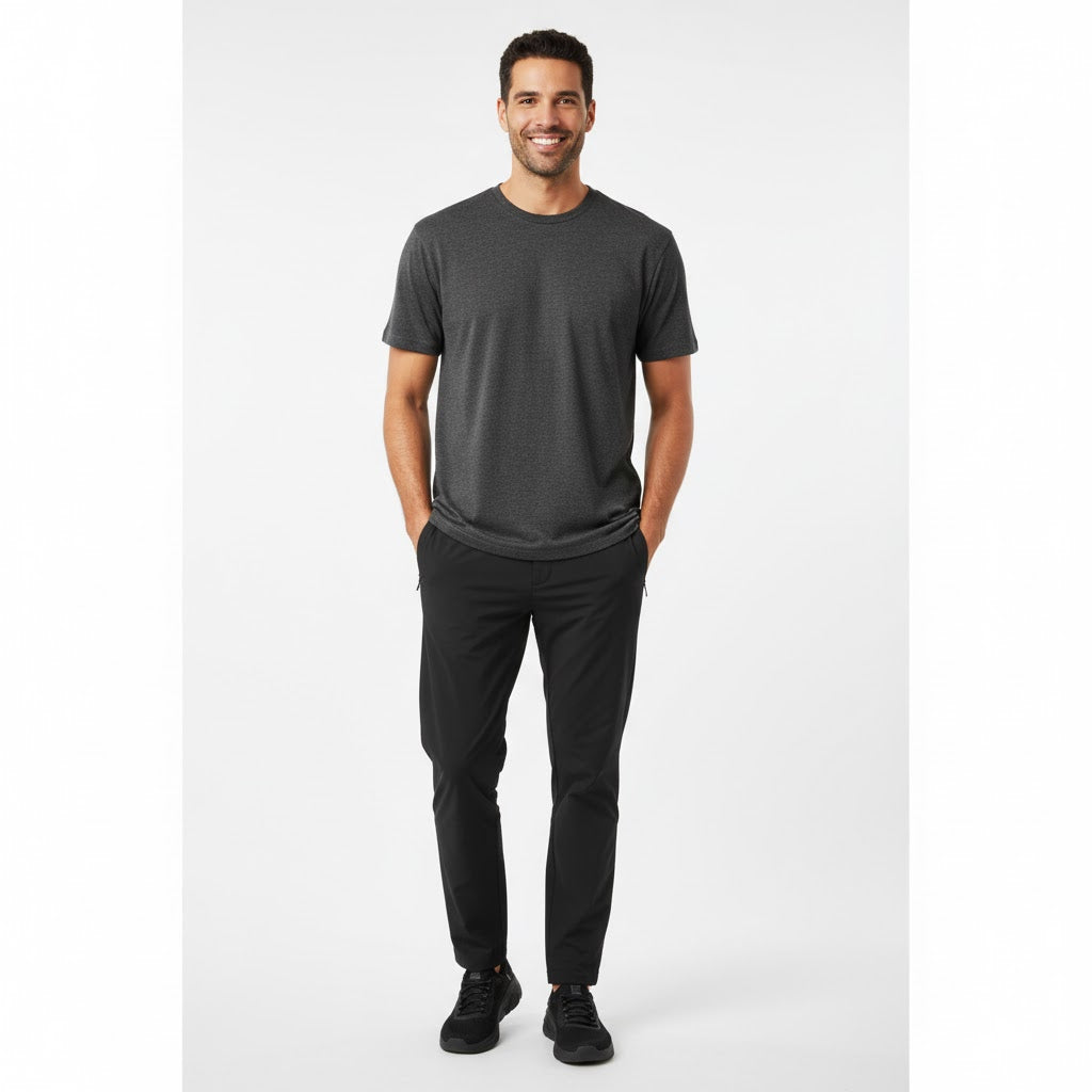Nybo Grafit Melange Herr Basic T-shirt – Behåller formen, klassisk och slitstark