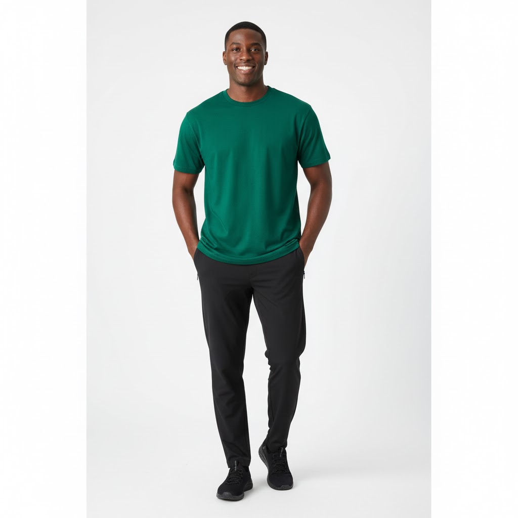 Nybo Grön Herr Basic T-shirt — Klassisk modell som behåller formen