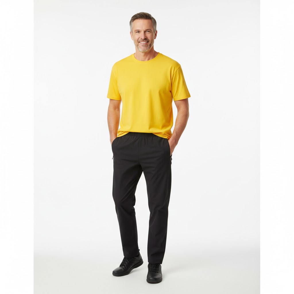 Nybo Gul Herr Basic T-Shirt, Klassisk modell, behåller formen