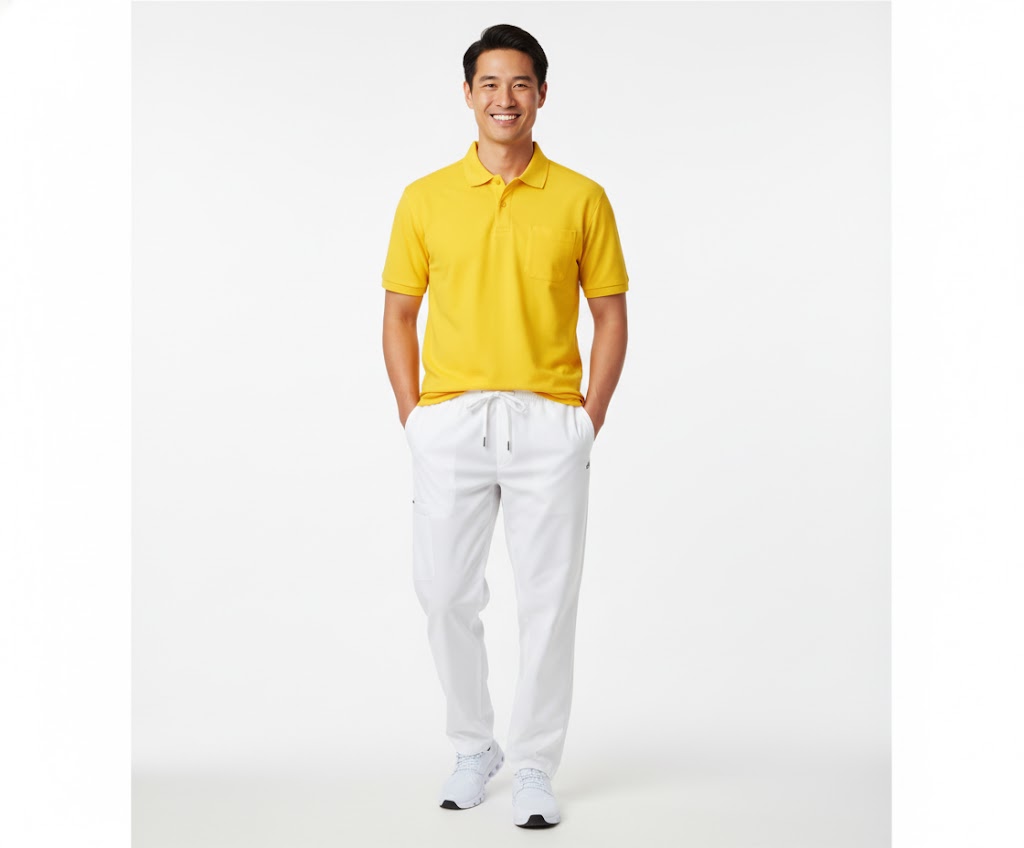 Nybo Gul Herr Basic Polo T-shirt, Slitstark, Bröstficka