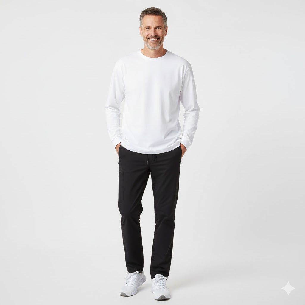 Nybo Vit Herr Prowear T-shirt, Extra slitstark, Långärmad