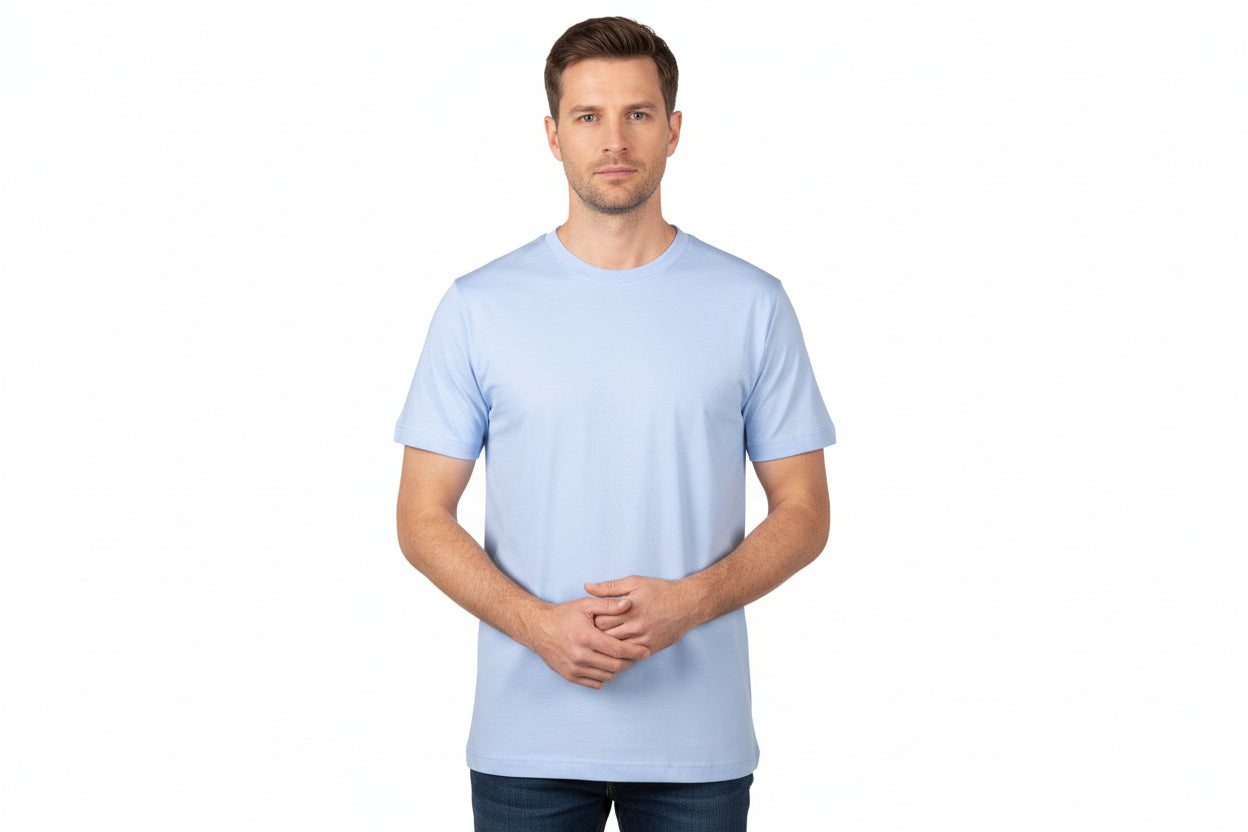 Slitstark ljusblå t-shirt för män