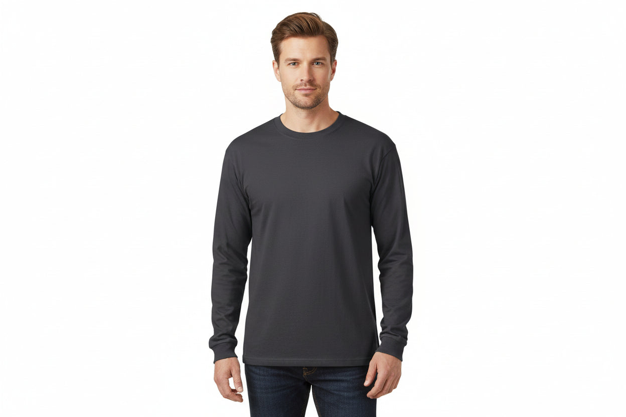 Slitstark långärmad t-shirt för herr i mörkgrå
