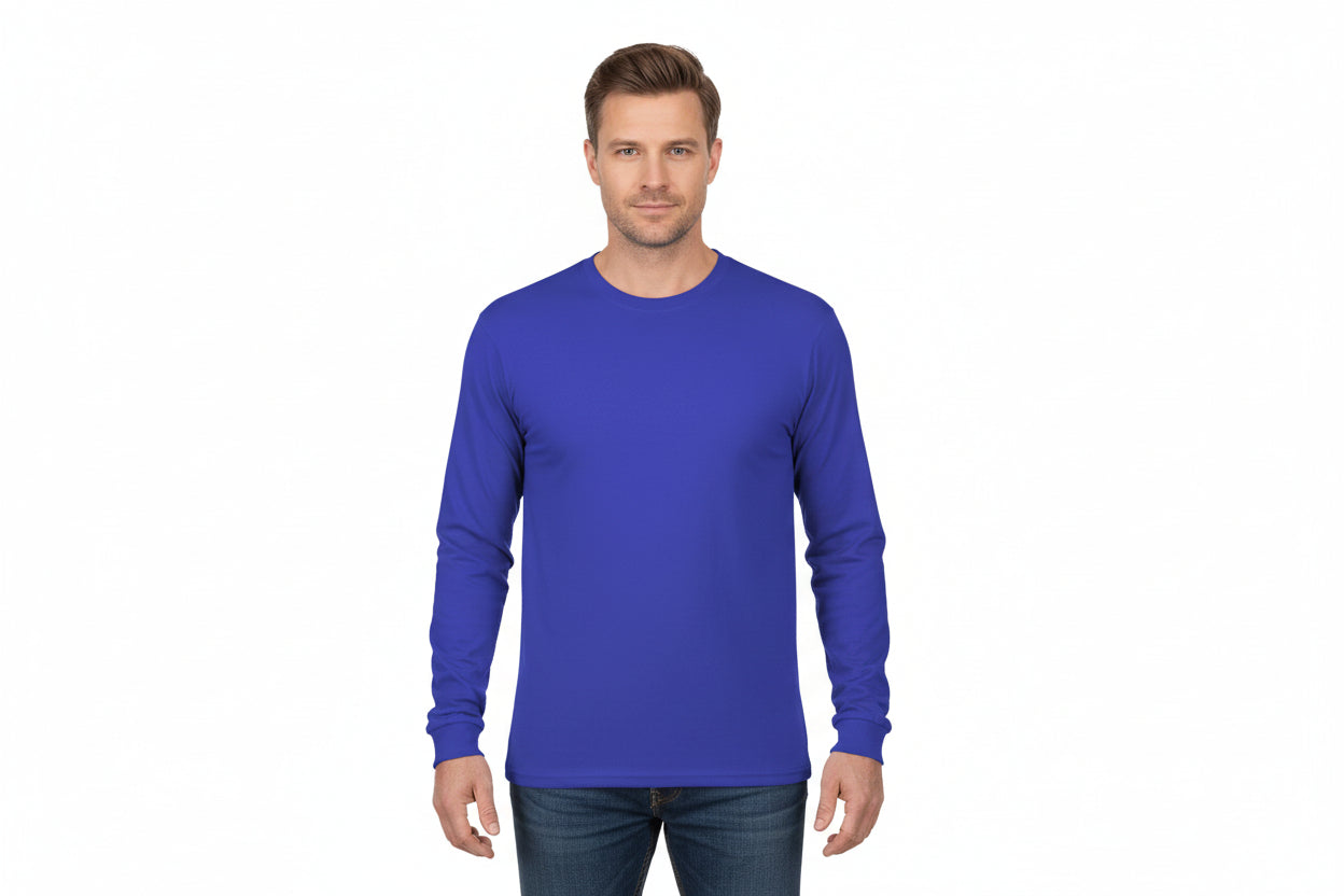 Slitstark långärmad t-shirt för herr i royalblå