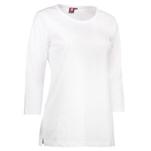 Slitstark 3/4-ärmad dam-t-shirt i vit