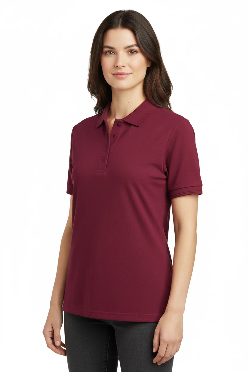 Slitstark dam polo-t-shirt i bordeaux
