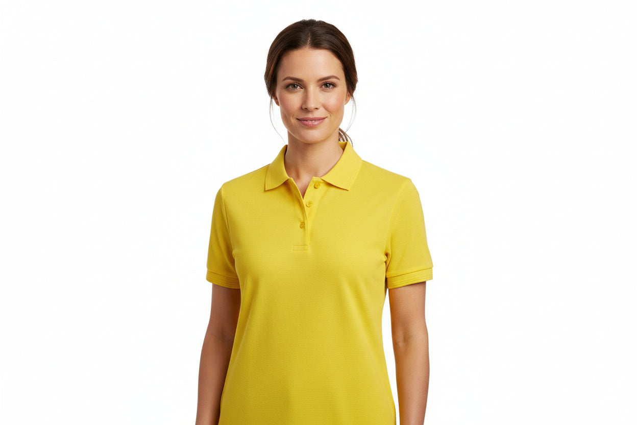 Slitstark dam polo-t-shirt i gul