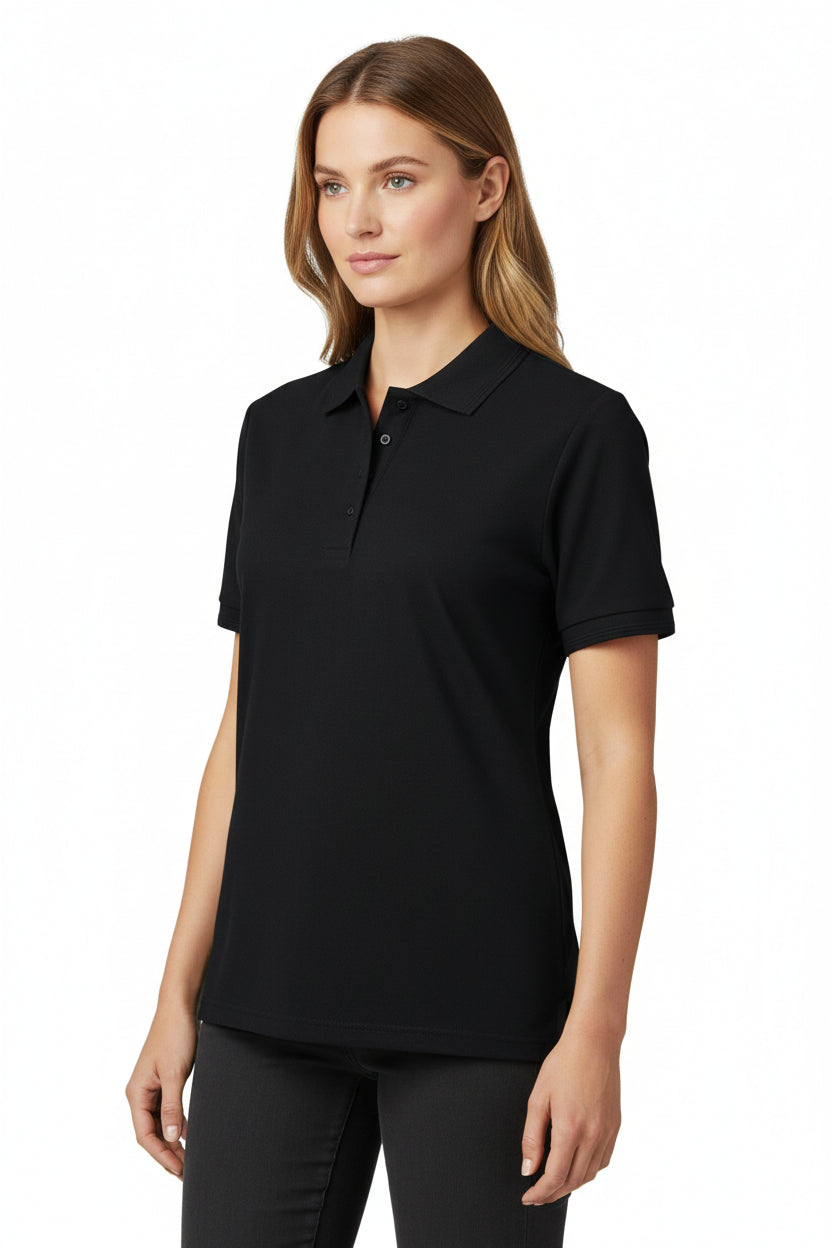 Slitstark dam polo-t-shirt i svart